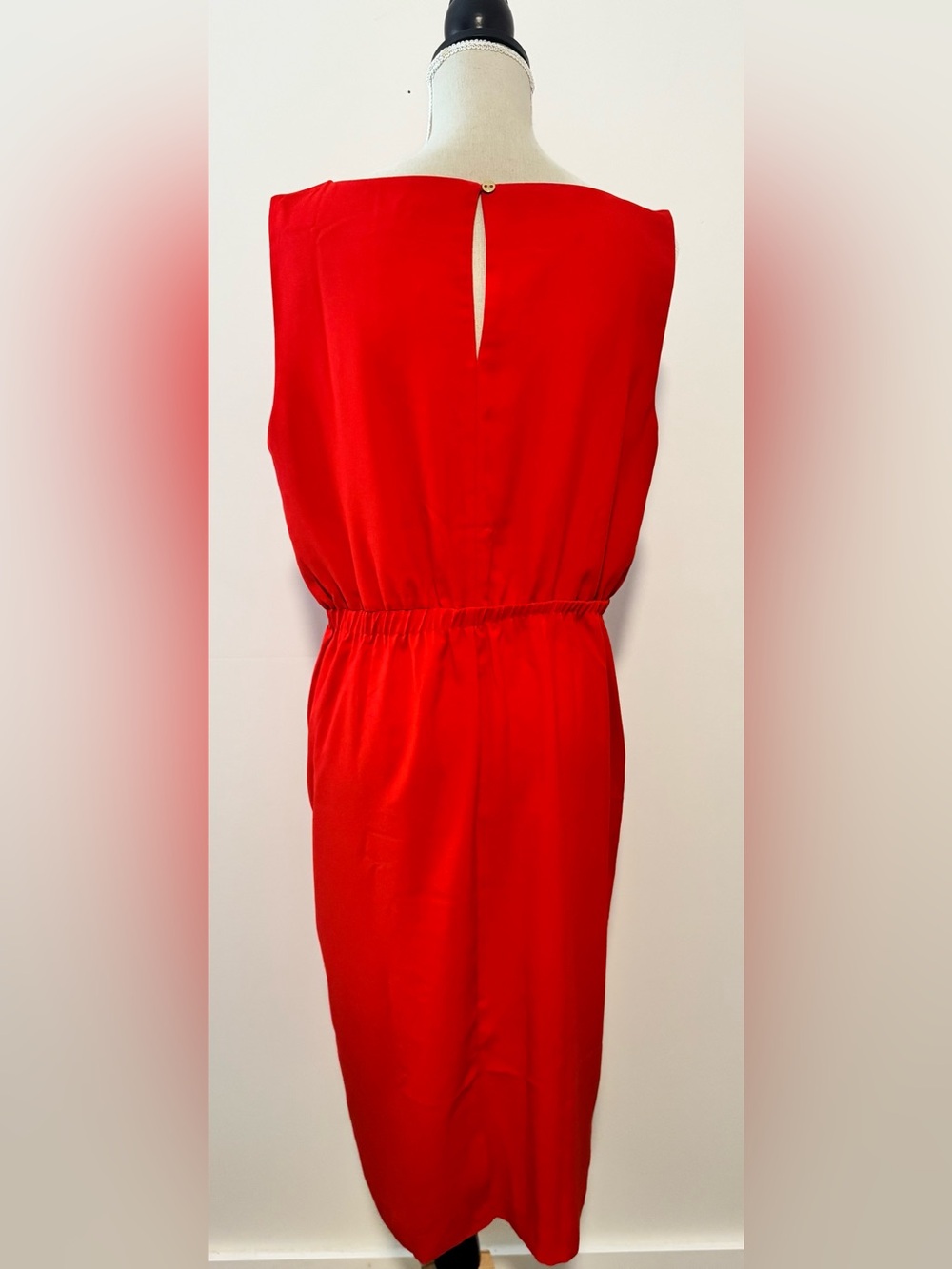 Ann Taylor NWT Classic Red Sleeveless Elastic-Waist Dress L - Picture 3 of 12